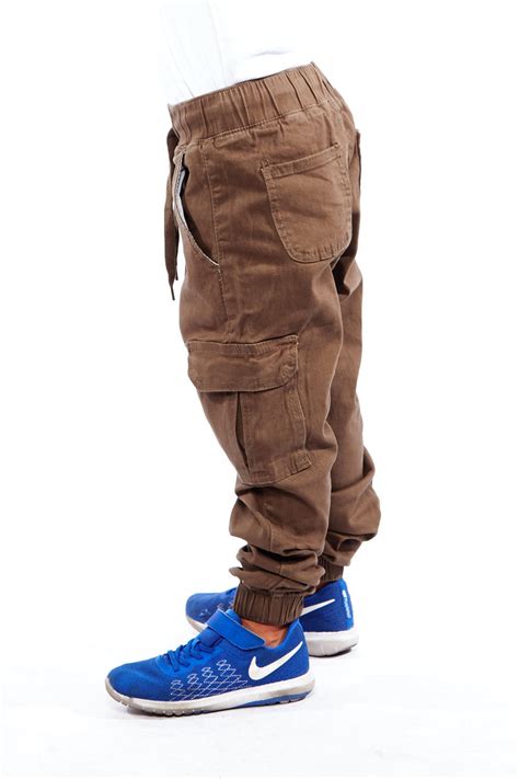 Boys Kids Basic Twill Pull On Cargo Drawstring Pocket Jogger Pants Ebay