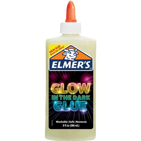 Elmers 9oz Glow In The Dark Liquid Glue Washable Natural Great For