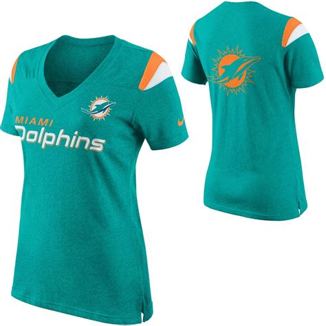 Women S Miami Dolphins Nike Aqua Fan Top V Neck T Shirt