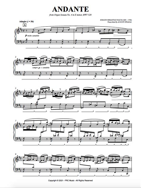 andante from organ sonata no 4 bwv 528 ii andante [adagio] sheet music marketplace