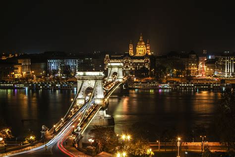 Budapest Hungary Houses Rivers Bridges Night Hd Wallpaper Rare