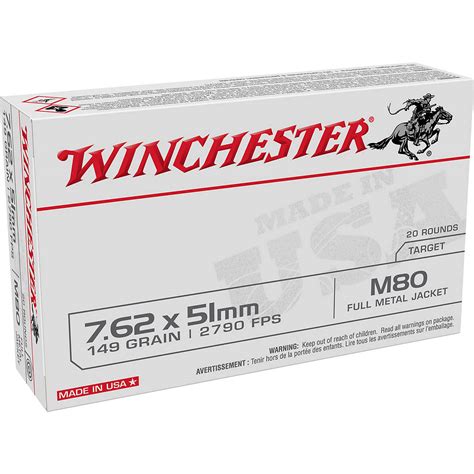 Winchester Usa 762 X 51mm Nato 149 Grain Ammunition 20 Rounds Academy