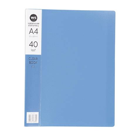 Ws Clear Book 40 Leaf Blue Mid A4 Warehouse Stationery Nz