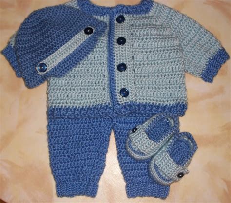 Crochet Baby Boy Sweater Set Layette Perfect For Winter Baby Shower T