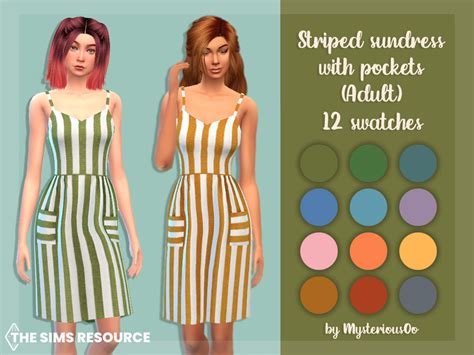 The Sims Resource Striped Sundress With Pockets Adult