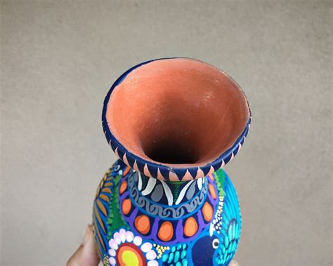 Medium Small Colorful Pottery Vase From Guerrero Mexico Ceramic Folk