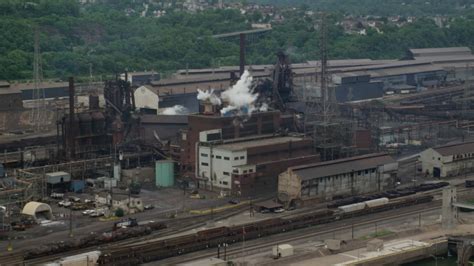 4k Stock Footage Aerial Video Of Us Steel Mon Valley Works Seen