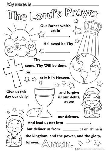 Lords Prayer Color Your Own Poster 50pk Bible School Crafts