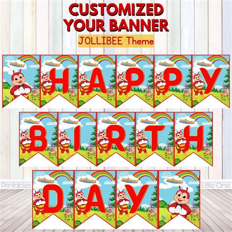 Jollibee Theme Customized Birthdayany Occasion Banner Sold Per Letter