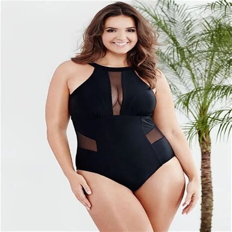 2018 One Piece Swimsuit Xxxl Large Size Swimwear Bathing Suit Women Plus Size Swimsuit Mesh