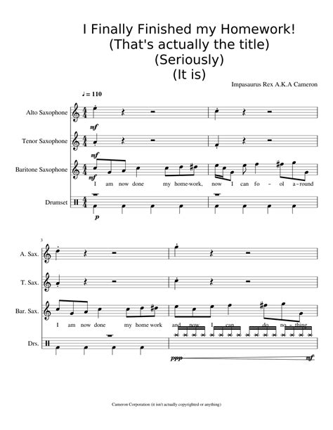 I Finally Finished My Homework Update 4 Complete Sheet Music For
