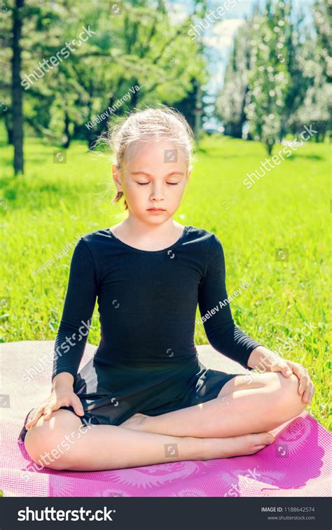 Beautiful Little Girl Doing Yoga Summer Stock Photo 1188642574