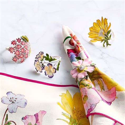 Wildflowers Napkin Ring Set In 2021 Floral Napkin Rings Floral