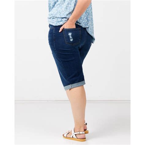 Plus Ripped Knee Length Denim Shorts Blue New Look Price In South Africa Zando
