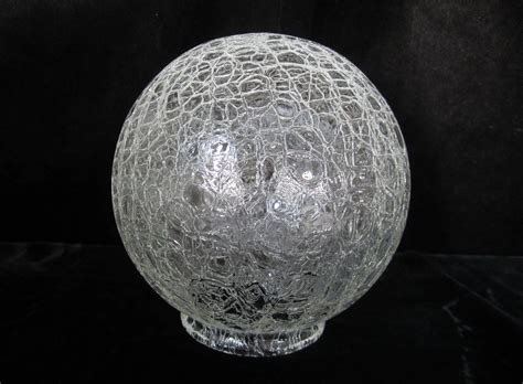 Antique Mid Century Frosted And Blue Floral Glass Globe Shade Vintage