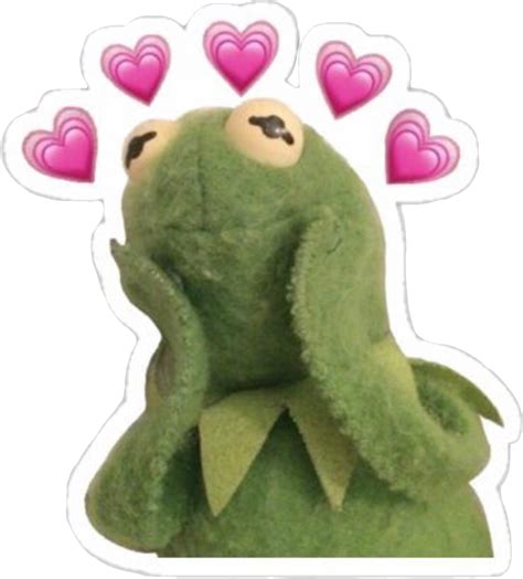 Meme Kermit Cutie Heart Pink Sticker By Xomemequeenxo