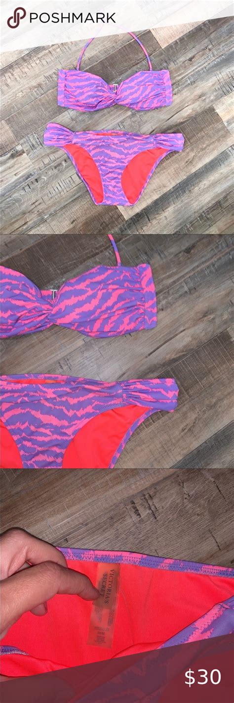 Vs Hot Pink Purple Bandeau Bikini Set Vs Hot Pink Purple Bandeau Bikini