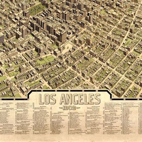 Los Angeles Map City Map High Detailed Bird View Of Los Etsy Polska