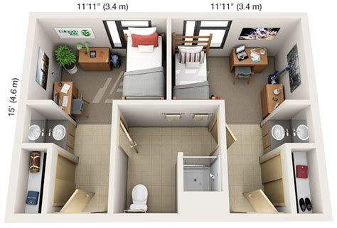 Great Ideas 21 Dorm Floor Plan 3d