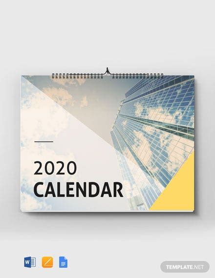 Adobe Photoshop Calendar Template 2020