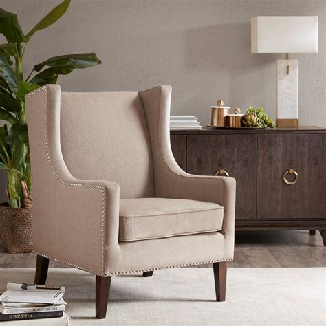 Olliix By Madison Park Taupe Barton Wing Chair Bob Mills Furniture