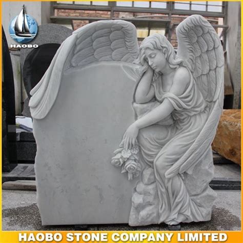 White Marble Tombstone Weeping Angel Carved Headstone China Headstone And Monnument
