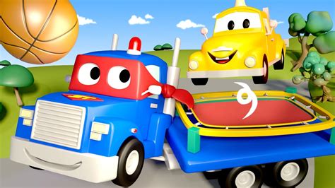 Carl The Super Truck Is A Trampoline In Car City Trucks Cartoon For