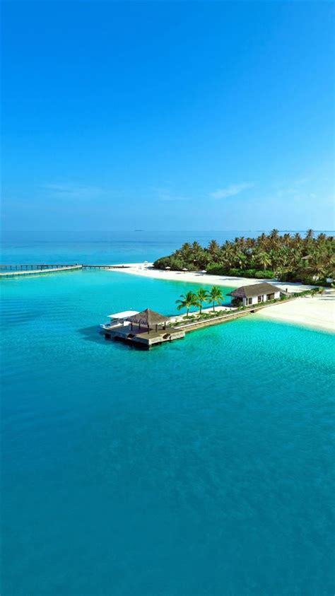 Maldives Resort Light Blue Sea Island Iphone 6 Wallpaper Download