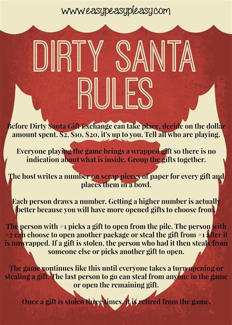 Dirty Santa Rules Printable Free Printable Templates