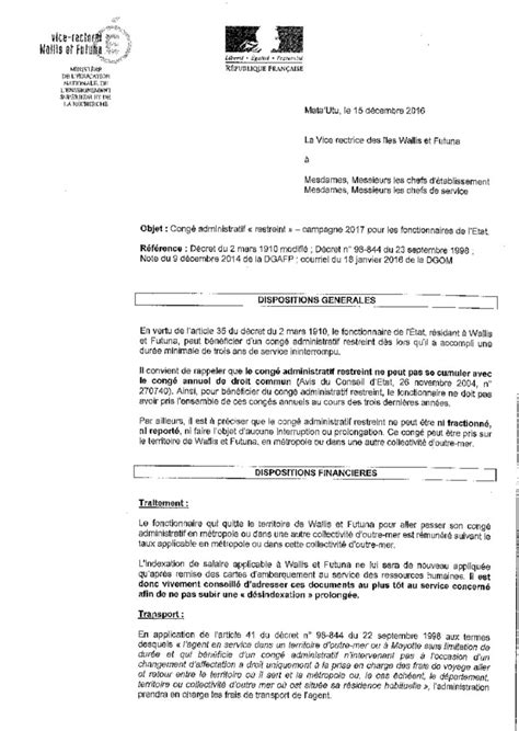 . disponible selon l'horaire de travail des parents. Note congé administratif "restreint" 2017 pour les ...