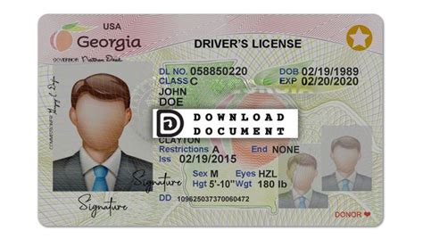 Georgia Driver License In 2021 Drivers License Psd Templates Id