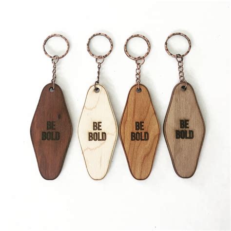 Retro Hotel Keychain Wood Engraved Wood Keychain Keychain Laser