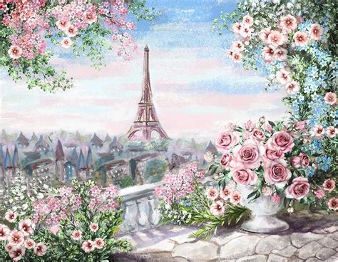 Buy 7x5ft Floral Flowers Garden Paris Eiffel Tower