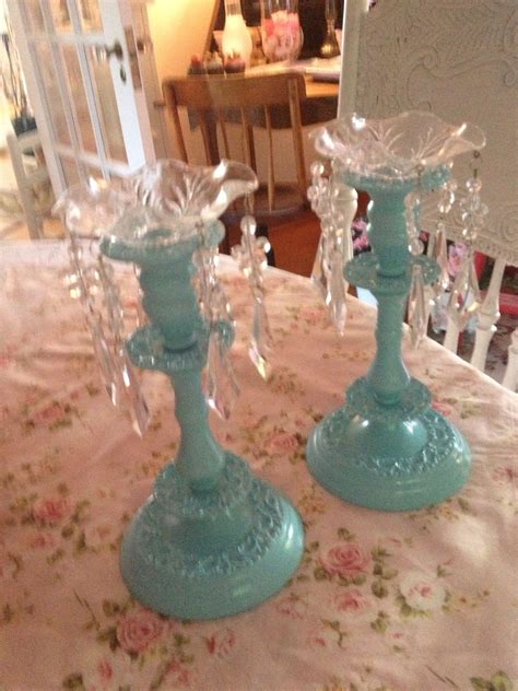 Candle Stick Painted Turquoise Candlesticks Candles Stick