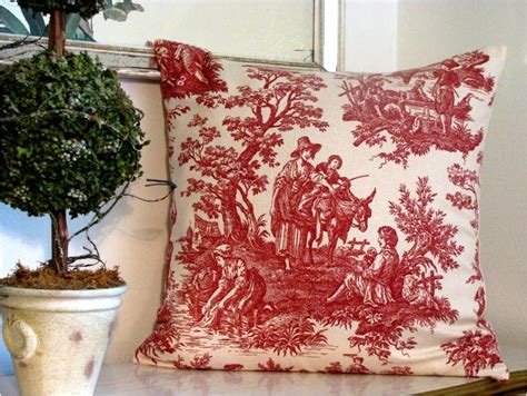 Red Toile Pillow Cover French Country Life Garnet Evia Mae And Alex