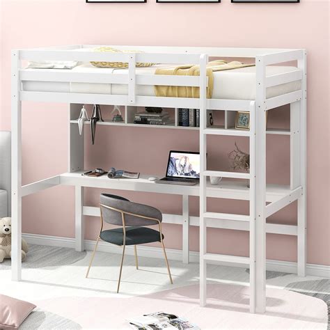 Buy Twin Loft Bed With Deskvirabit White Loft Bed With Stairs And Storagesolid Wood College