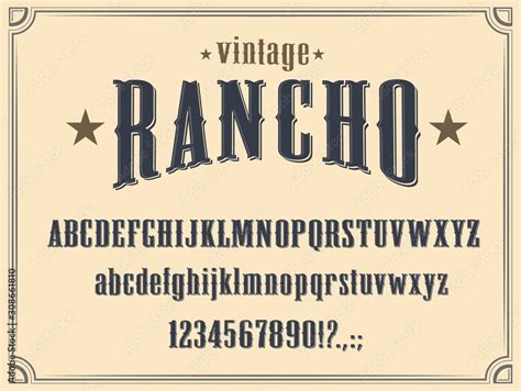 Vecteur Stock Wild West Western Alphabet Font Vector Design Vintage