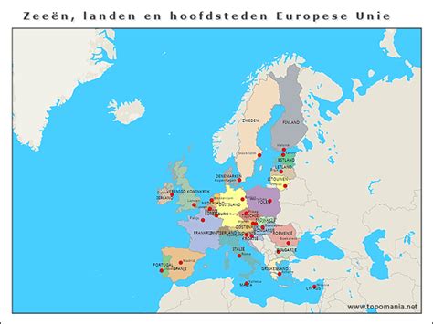 Topografie Zeeën Landen En Hoofdsteden Europese Unie