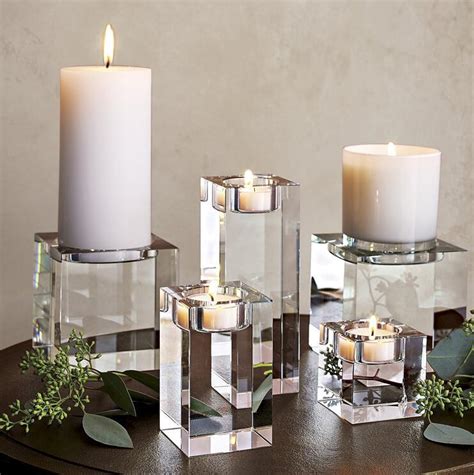 Cheap Crystal Square Pillar Tealight Candle Holder Home Decoration