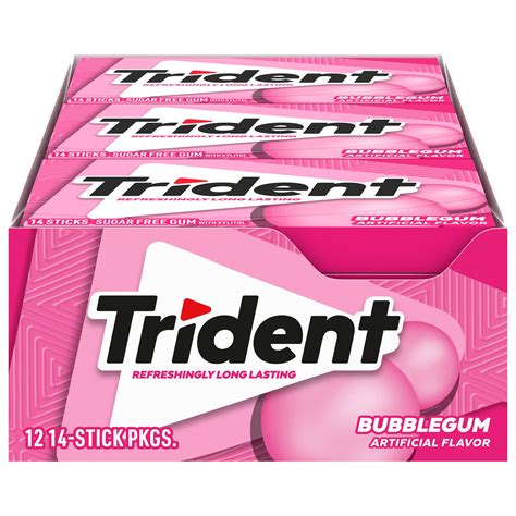 Buy Trident Bubblegum Sugar Free Gum 12 Packs Of 14 Pieces 168 Total