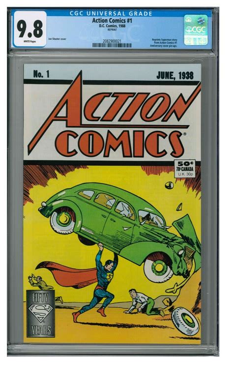 Action Comics 1 1988 Dc 50th Anniversary Reprint Cgc 98 White Pages Gg719