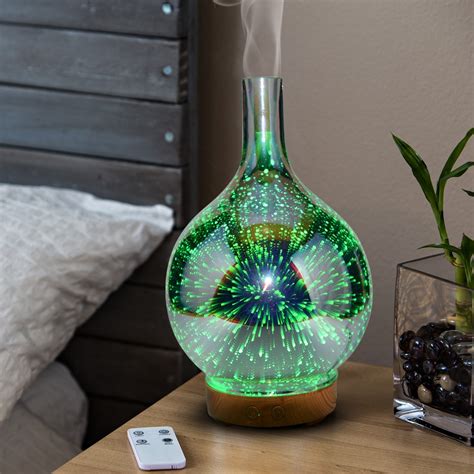 Ultrasonic Glass Aromatherapy Diffuser Humidifier 3d Firework Light