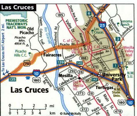 Las Cruces City Road Map For Truck Drivers Area Town Toll Free Highways Map Usa