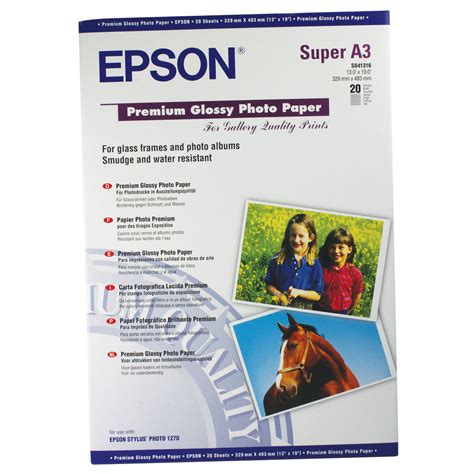 Epson Premium A3 Glossy Photo Paper 20 Pack C13s041316