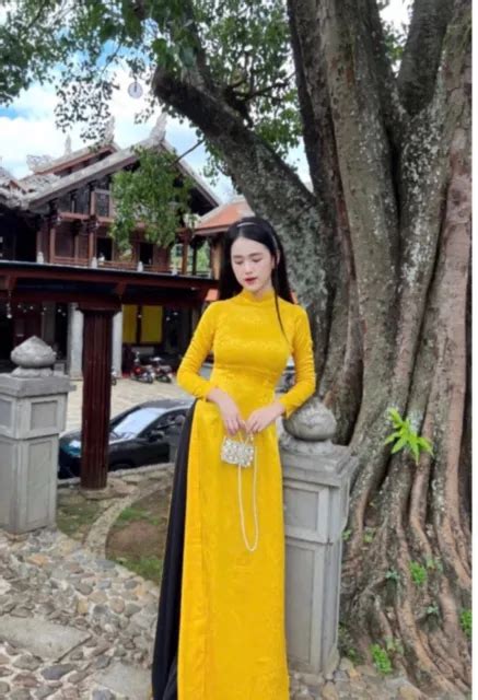 Ao Dai Vietnamese Traditional Dress Gam Thai Tuan Pant Not Include