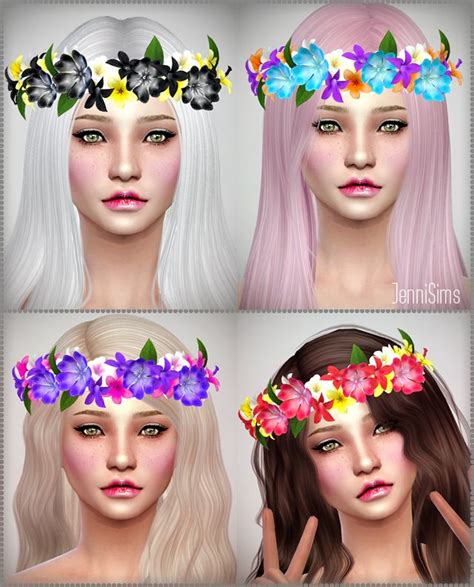 Jennisims Downloads Sims 4 Accessory Crown Diadem Of Flowers Male