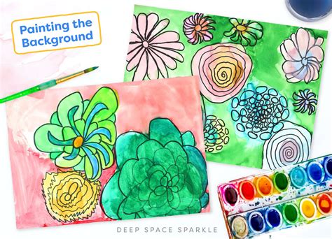 Watercolor And Pen Flowers Easy First Day Of School Art Project Deep