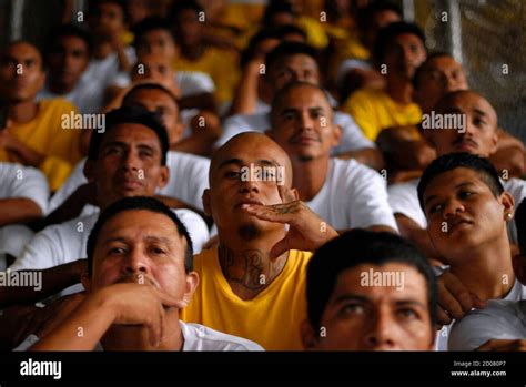 A Gang Member Flashes His Gangs Sign During A Mass At The Prison Of