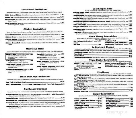 * this symbol identifies menu items prepared to your liking that may be undercooked or raw or contain under cooked or raw ingredients. Menu of Harry O's in Cedar Lake, IN 46303