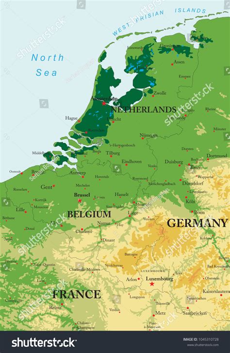 Benelux Relief Map Stock Vector Royalty Free 1045310728 Shutterstock